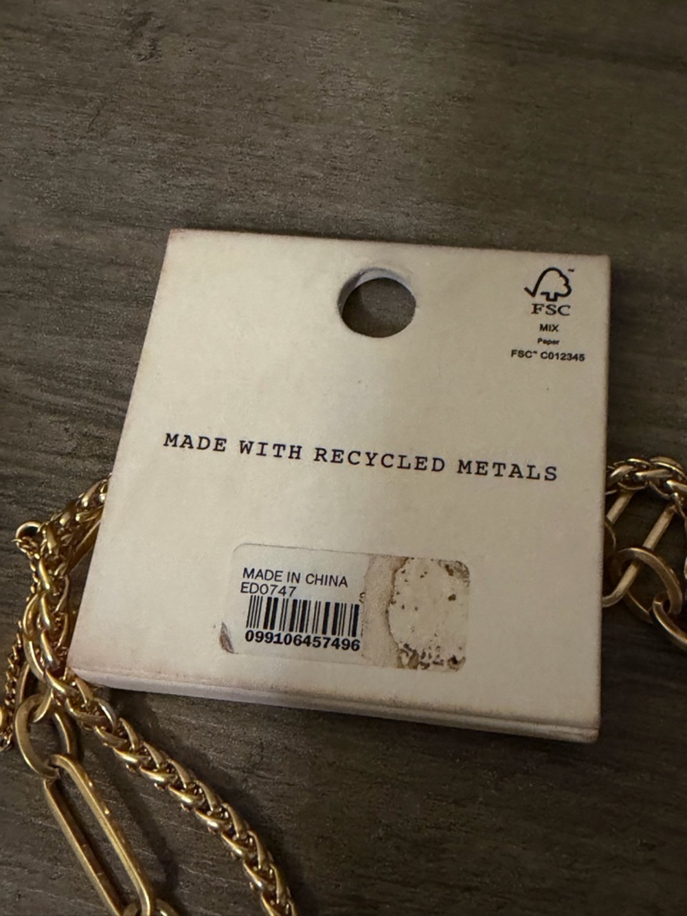 Madewell Necklace Set New on Card with dust Bag! #A113 gold tone - Picture 6 of 7